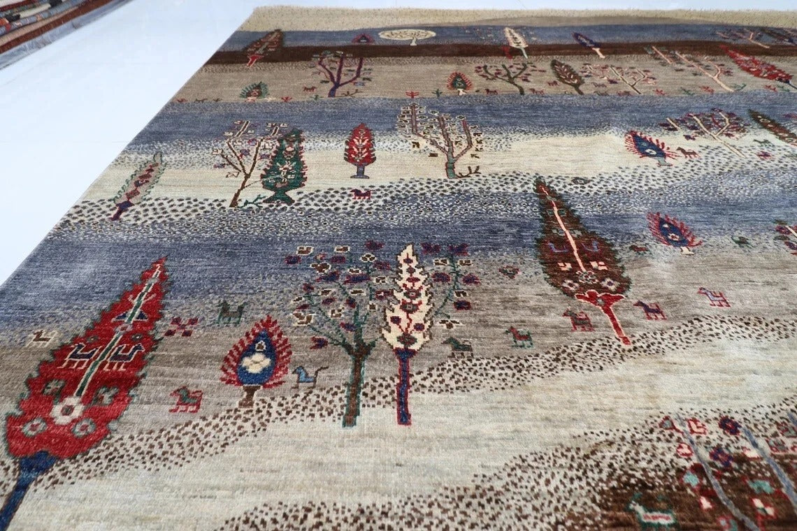 277 x 358 cm | Landscape Afghan Tribal Hand Knotted Carpet