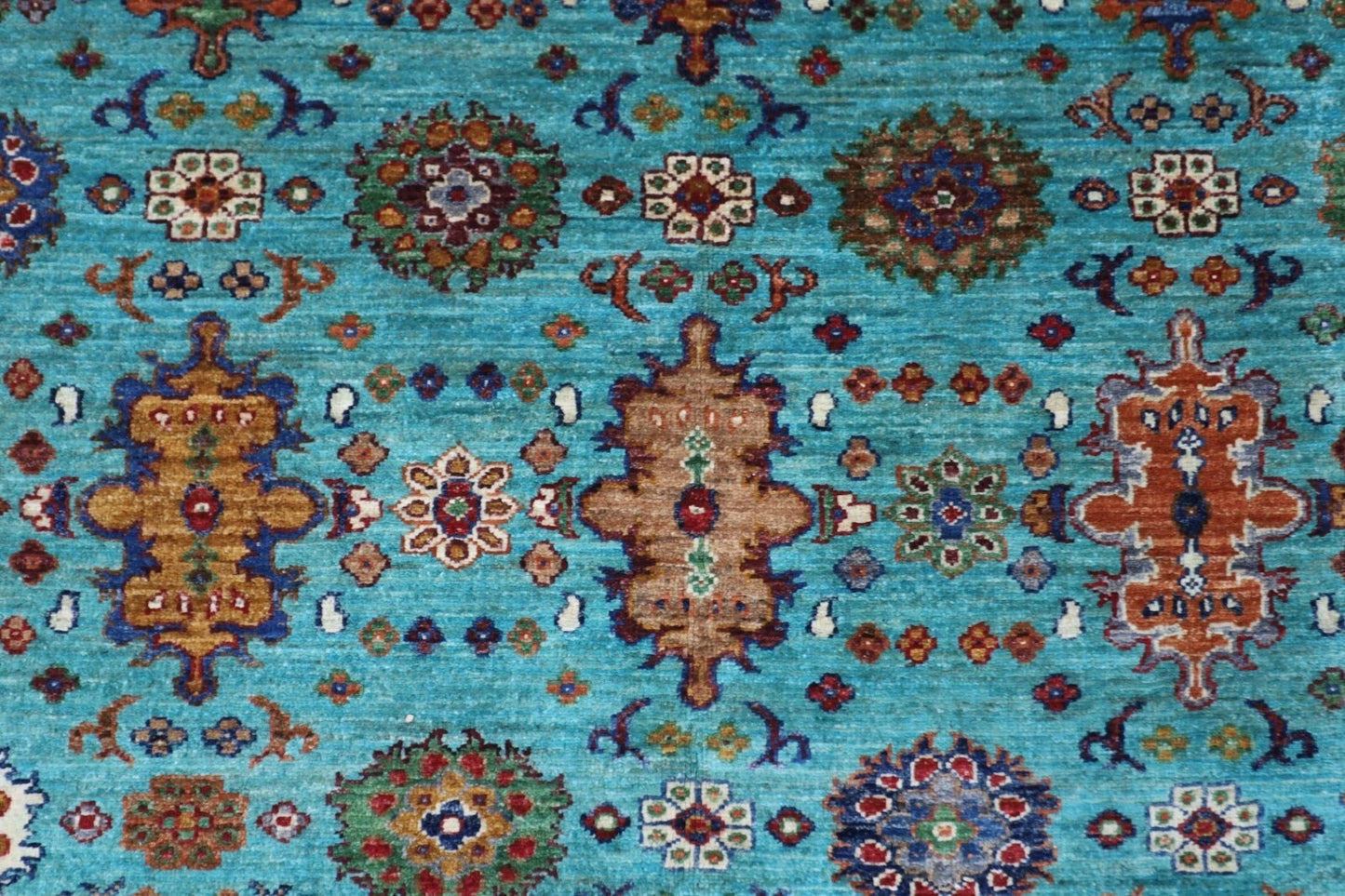 172 x 241 cm | Turquoise Afghan Tribal Hand Knotted Veg Dye Wool Carpet