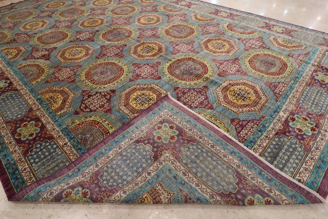 408 x 610 cm | beautiful purple Large Size Area Rug Afghan Hand Knotted carpet