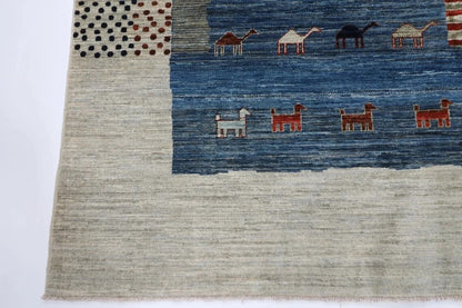 191 x 266 cm | Landscape Gabbeh Afghan Tribal Hand Knotted Veg Dye Wool Carpet