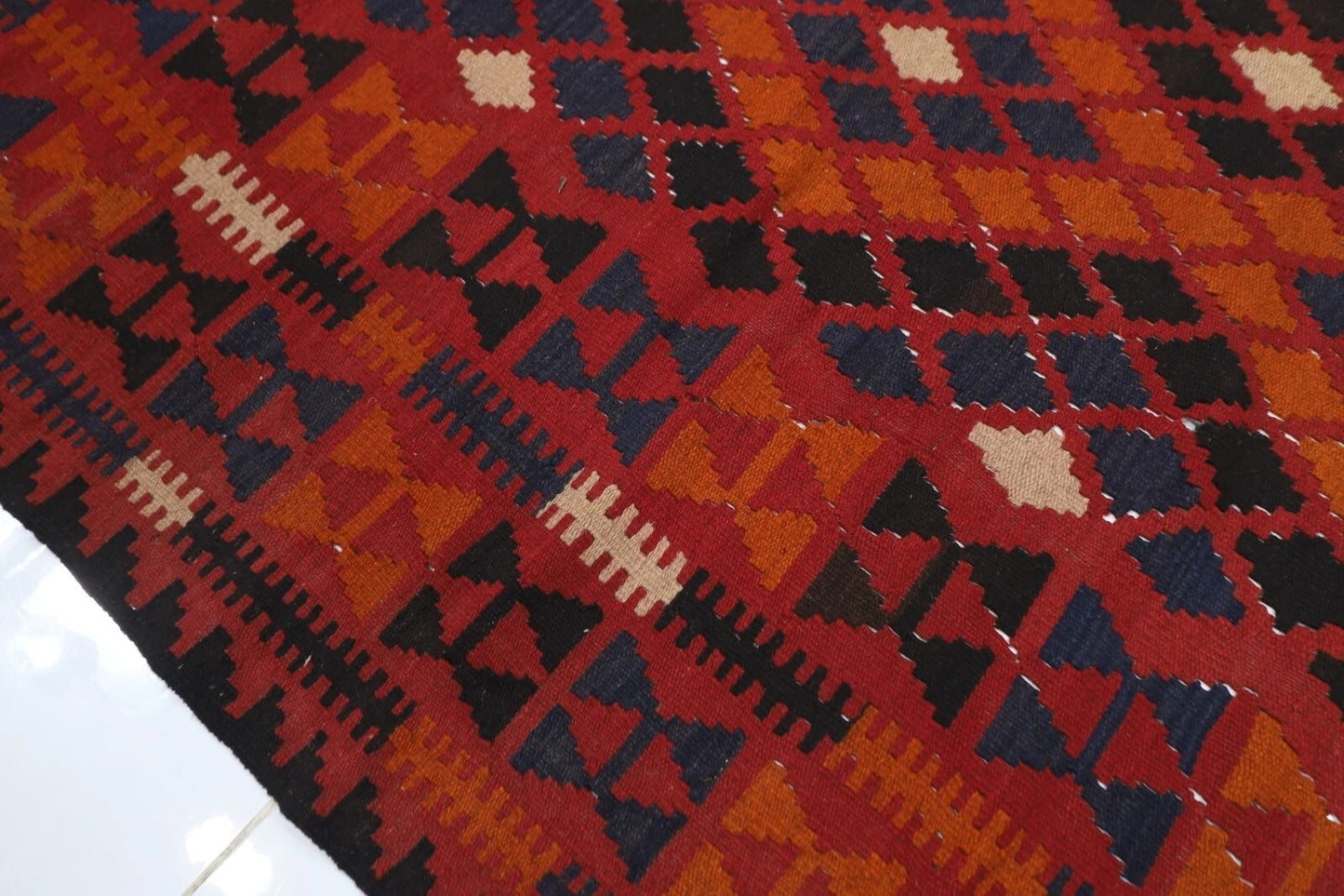 176 x 252 cm | Flat Weaved Afghan Tribal Hand Knotted Veg Dye Wool Carpet