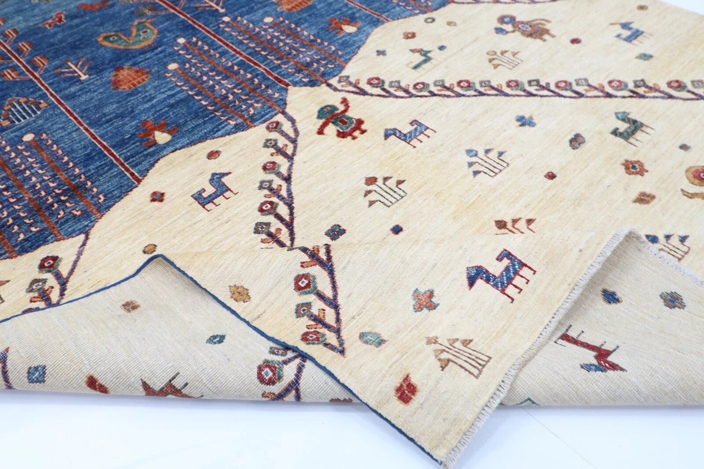 182 x 262 cm | Gabbeh Landscape Afghan Tribal Hand Knotted Veg Dye Wool Carpet