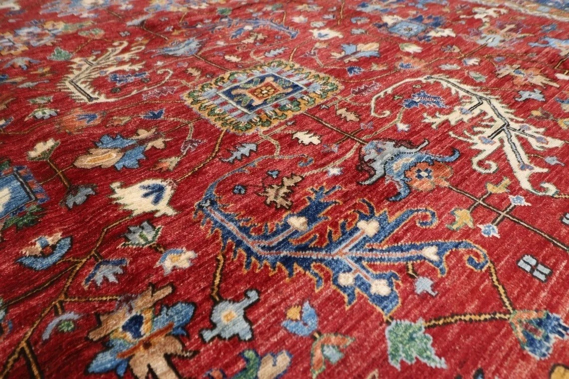 275 x 356 cm | Red Oriental Afghan Tribal Hand Knotted Carpet