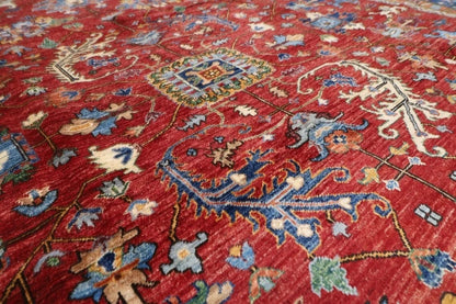 275 x 356 cm | Red Oriental Afghan Tribal Hand Knotted Carpet
