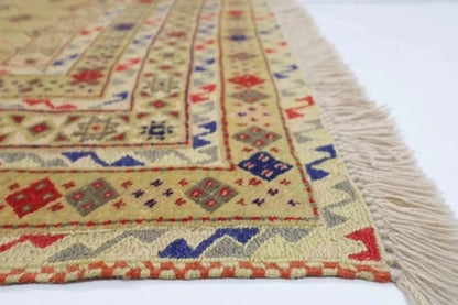 160 x 186 cm | Flat Weave Afghan Tribal Hand Knotted Veg Dye Wool Kilim