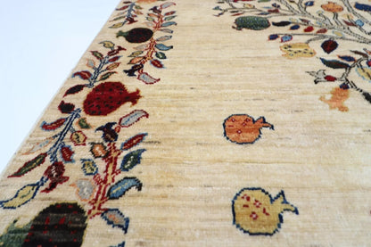 180 x 250 cm | Beige Afghan Tribal Hand Knotted Veg Dye Wool Carpet