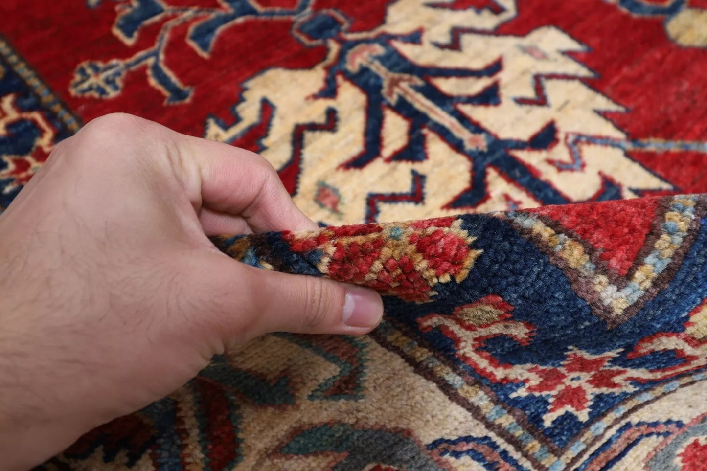 221 x 293 cm | Kazak Afghan Tribal Hand Knotted Carpet