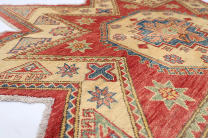 207 x 202 cm | Kazak Afghan Tribal Hand Knotted Wool Carpet