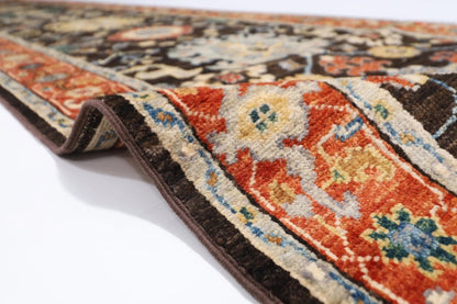 81 x 441 cm | Brown Afghan Tribal Hand Knotted Wool Runner