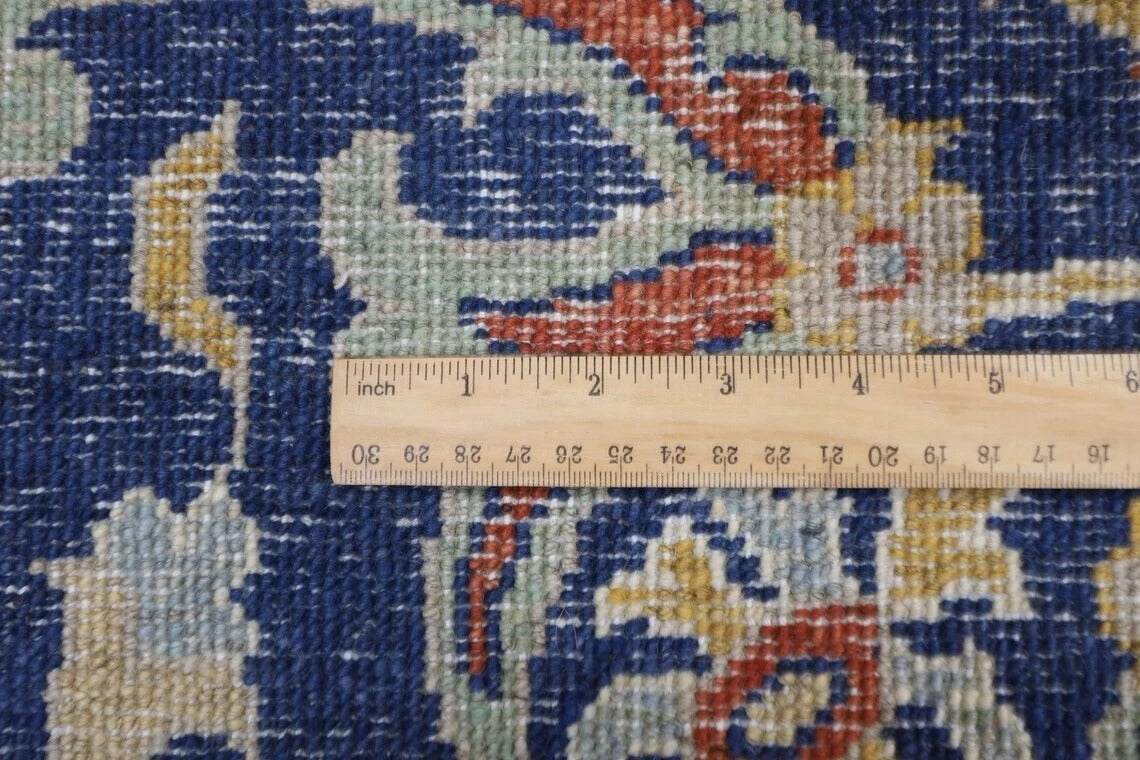 277 x 361 cm | Navy Oriental Afghan Tribal Hand Knotted Carpet