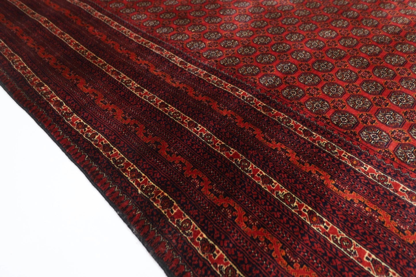 195 x 297 cm | Fine Mori Bokhara Afghan Tribal Hand Knotted Carpet