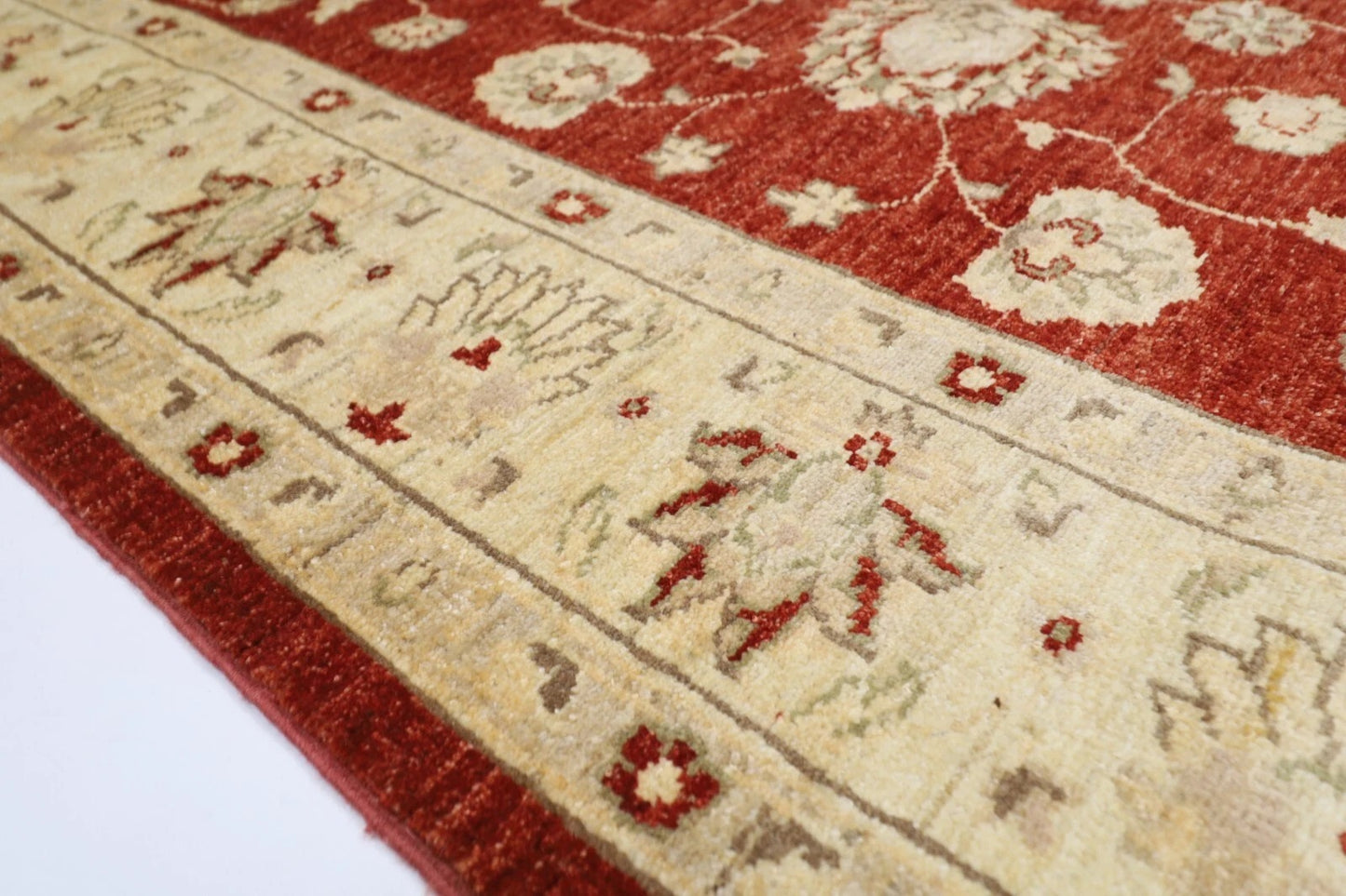172 x 234 cm | Floral Afghan Tribal Hand Knotted Veg Dye Wool Carpet