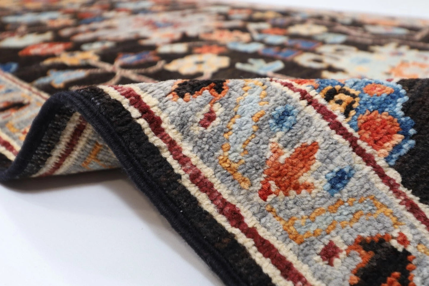 86 x 359 cm | Black Afghan Tribal Hand Knotted Wool Runner