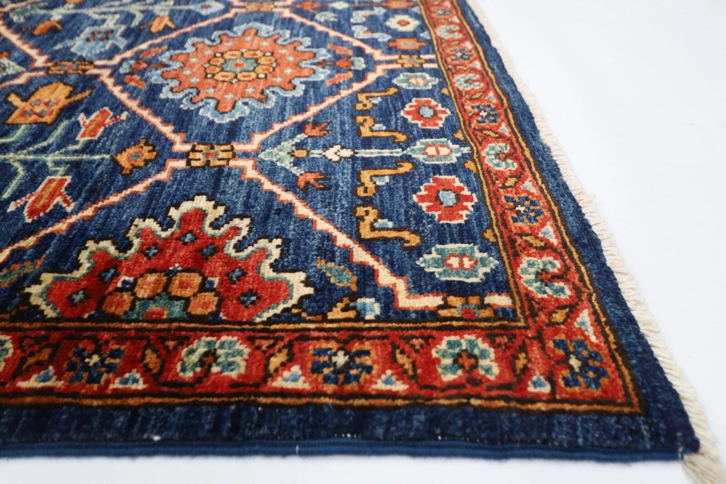 180 x 274 cm |  Afghan Blue Tribal Hand Knotted Veg Dye Wool carpet