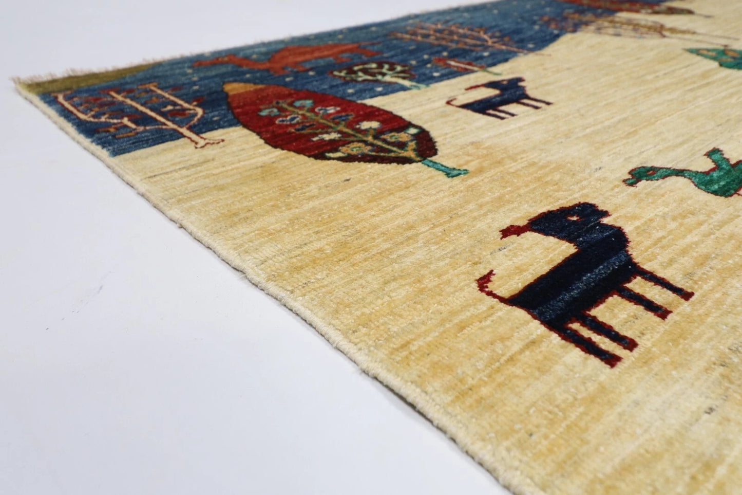 174 x 243 cm | Afghan Tribal Hand Knotted Veg Dye Wool Carpet