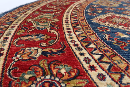 276 x 288 cm | Kazak Afghan Tribal Hand Knotted Wool Round Carpet