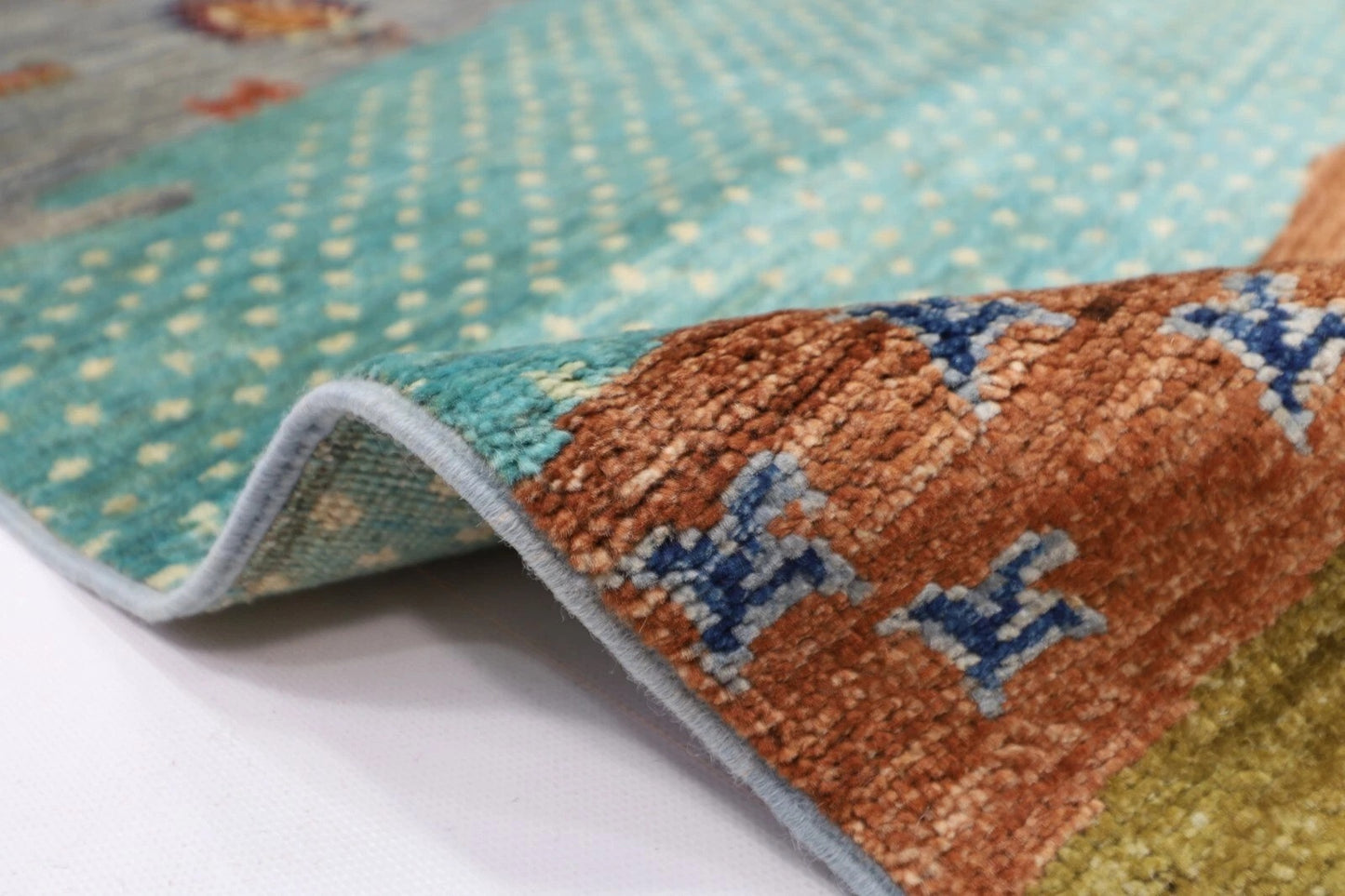 170 x 235 cm | Landscape Afghan Tribal Hand Knotted Veg Dye Wool Carpet