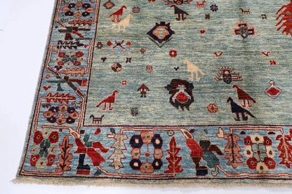 183 x 263 cm | Gabbeh Animal Blue Afghan Tribal Hand Knotted Veg Dye Wool Carpet
