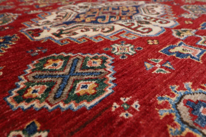 150 x 224 cm | Kazak Afghan Tribal Hand Knotted Veg Dye Wool Carpet