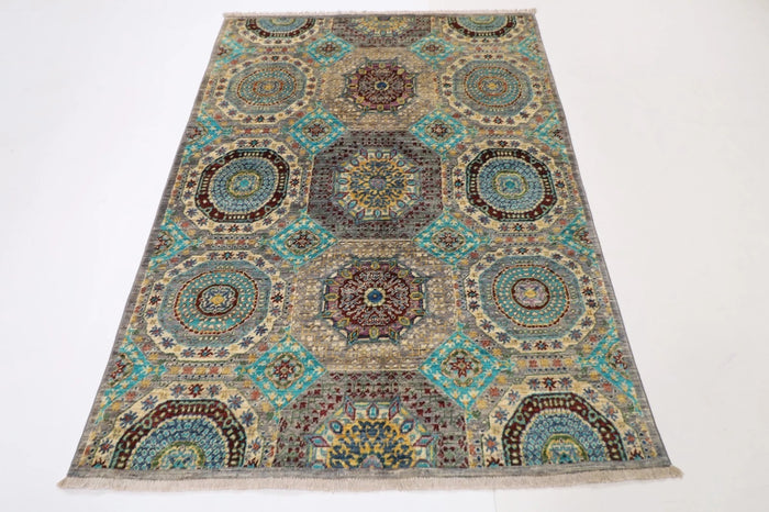 143 x 198 cm | Mamluk Afghan Tribal Hand Knotted Veg Dye Wool Carpet