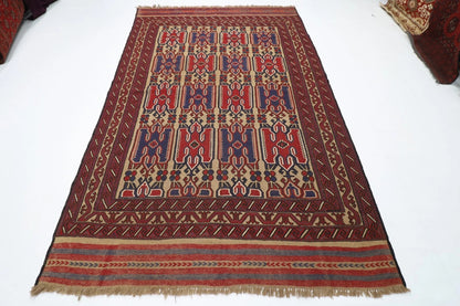 185 x 284 cm | Barjesta Flat Weaved Afghan Tribal Hand Knotted Wool Carpet kilim