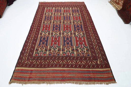 185 x 284 cm | Barjesta Flat Weaved Afghan Tribal Hand Knotted Wool Carpet kilim