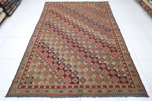 229 x 301 cm | Sumak Afghan Tribal Hand Knotted Kilim