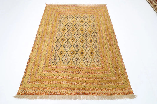 152 x 195 cm | Accent Afghan Tribal Hand Knotted Veg Dye Wool Carpet