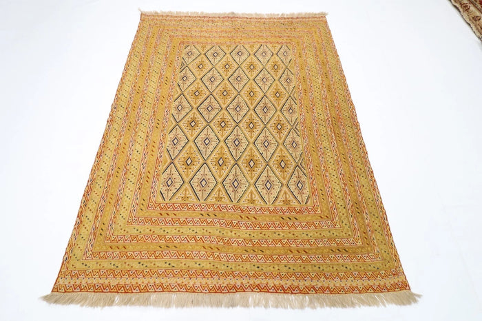 152 x 195 cm | Accent Afghan Tribal Hand Knotted Veg Dye Wool Carpet