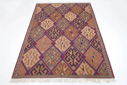 153 x 199 cm | Flat Weave Afghan Tribal Hand Knotted Veg Dye Wool Kilim