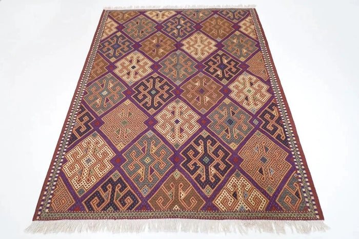 153 x 199 cm | Flat Weave Afghan Tribal Hand Knotted Veg Dye Wool Kilim