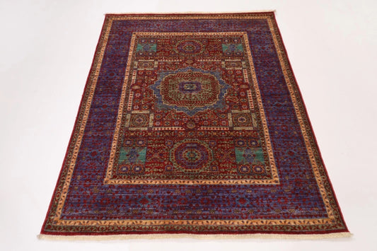 134 x 172 cm | Mamluk Afghan Tribal Hand Knotted Veg Dye Wool carpet