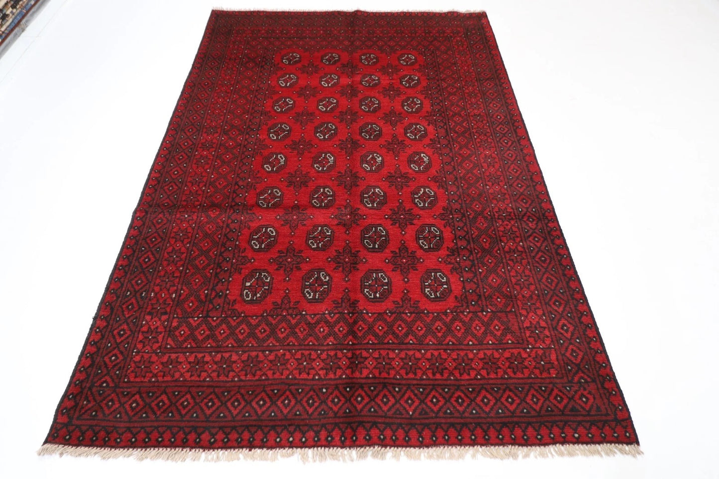 160 x 235 cm | Akja Bokhara Afghan Tribal Hand Knotted Veg Dye Wool Carpet