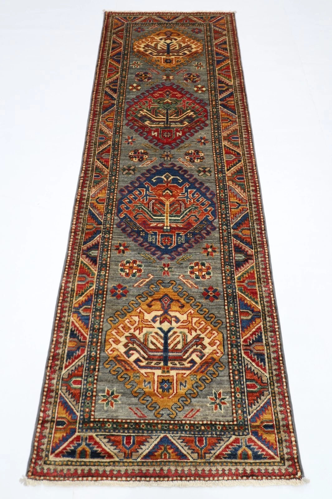 76 x 230 cm | Kazak Afghan Tribal Hand Knotted Wool Runner