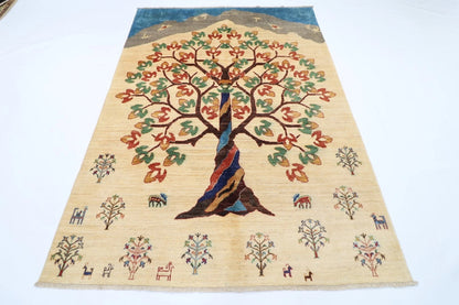 173 x 240 cm | Tree Afghan Tribal Hand Knotted Veg Dye Wool Carpet