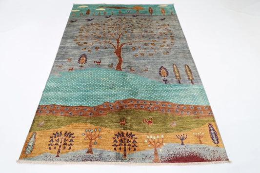 170 x 235 cm | Landscape Afghan Tribal Hand Knotted Veg Dye Wool Carpet