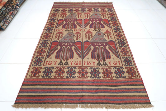 187 x 284 cm | Barjesta Flat Weaved Afghan Tribal Hand Knotted Wool Carpet kilim