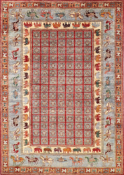 172 x 246 cm | Pazyryk Afghan Tribal Hand Knotted Veg Dye Wool Carpet