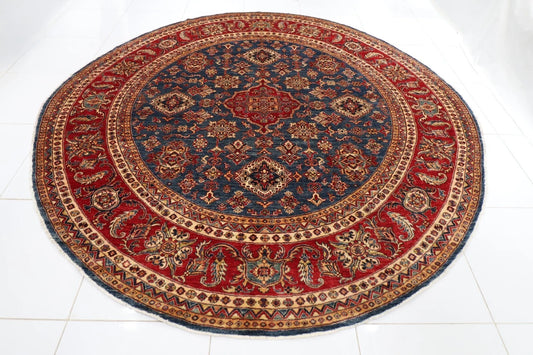 305 x 310 cm | Kazak Afghan Tribal Hand Knotted Wool Round Carpet