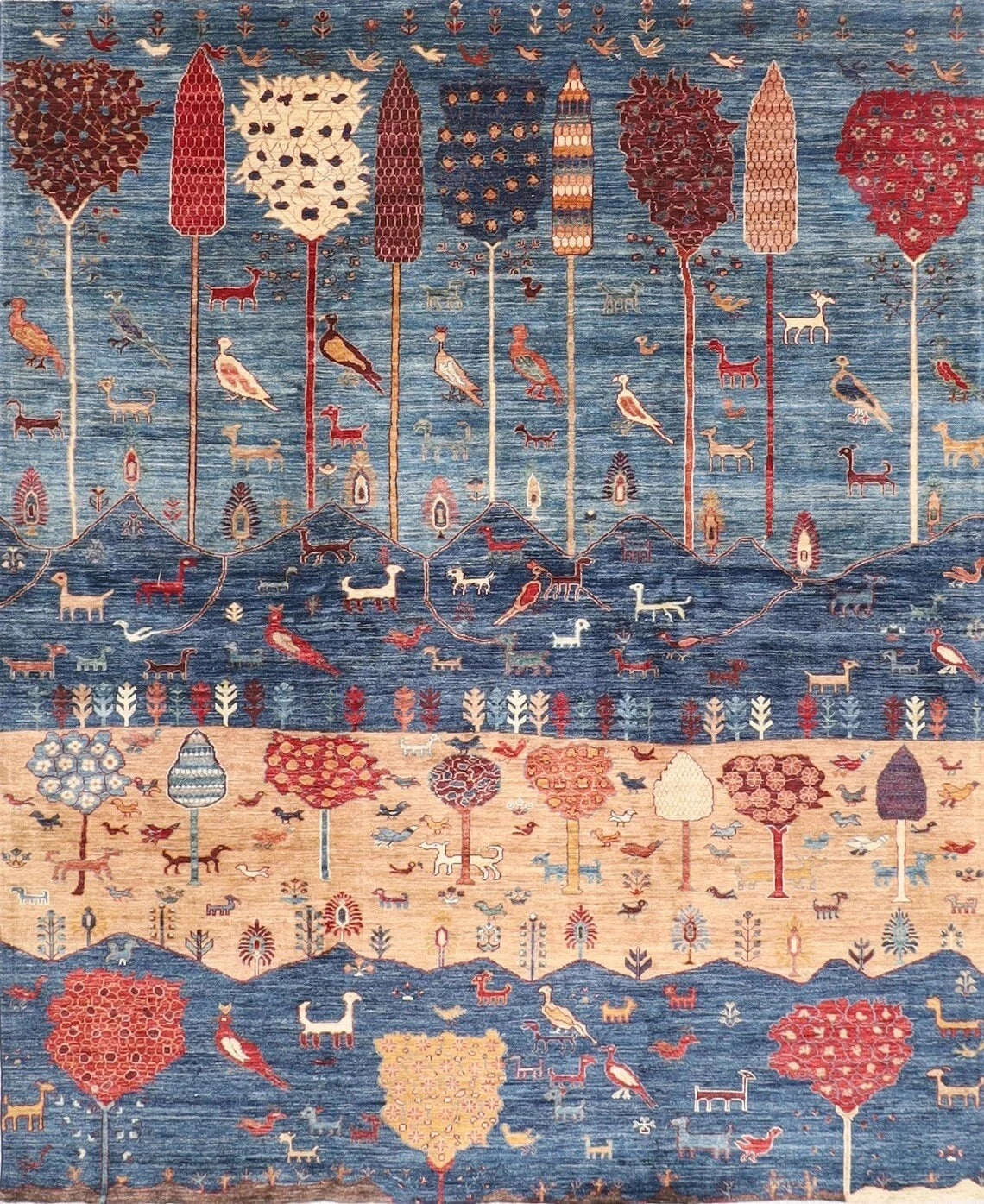 247 x 297 cm | Landscape Afghan Tribal Hand Knotted Carpet