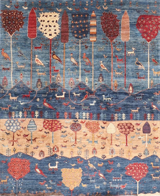 247 x 297 cm | Landscape Afghan Tribal Hand Knotted Carpet