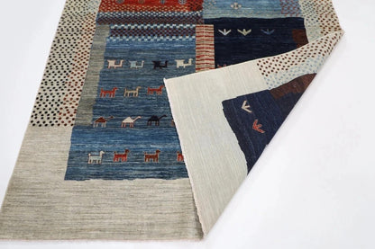191 x 266 cm | Landscape Gabbeh Afghan Tribal Hand Knotted Veg Dye Wool Carpet