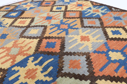 152 x 205 cm | Flat Weave Afghan Tribal Hand Knotted Veg Dye Wool Kilim