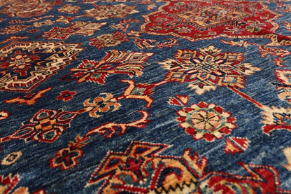 305 x 310 cm | Kazak Afghan Tribal Hand Knotted Wool Round Carpet