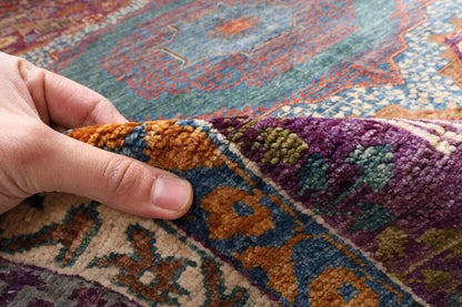 274 x 364 cm | Purple Mamluk Afghan Tribal Hand Knotted Carpet