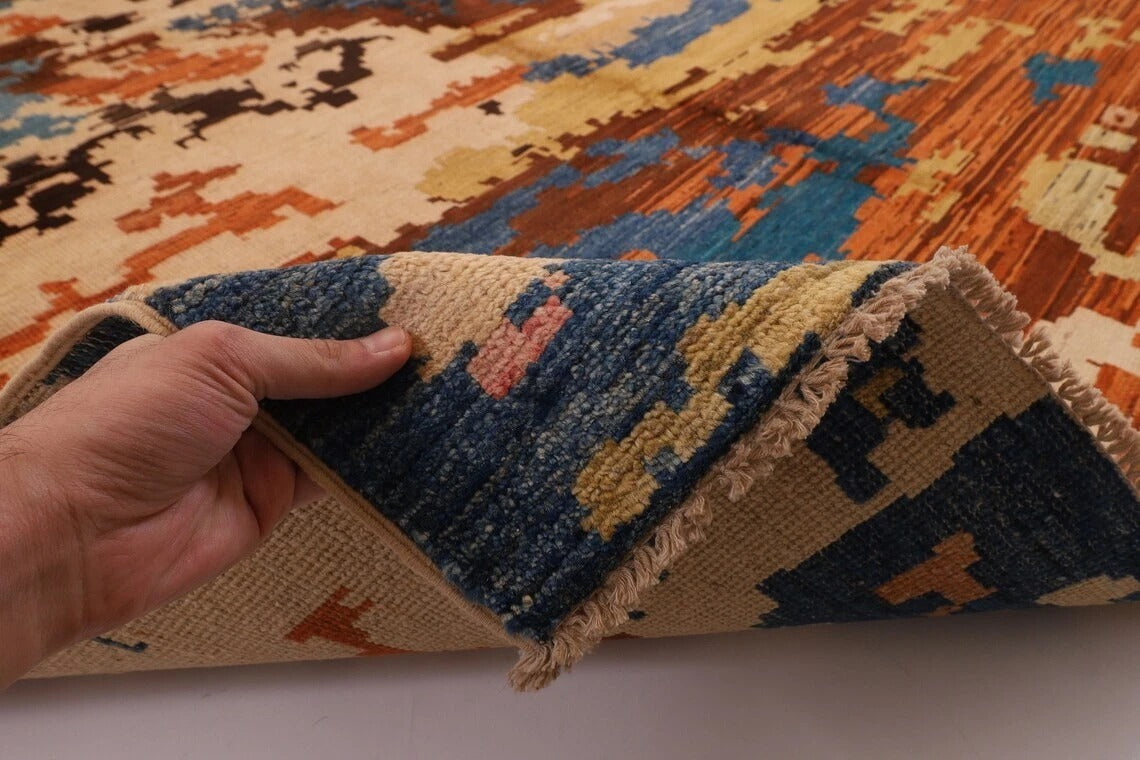 197 x 298 cm | Abstract Afghan Tribal Hand Knotted Carpet