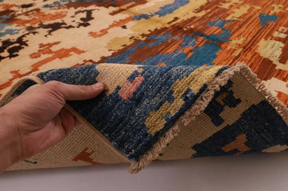 197 x 298 cm | Abstract Afghan Tribal Hand Knotted Carpet