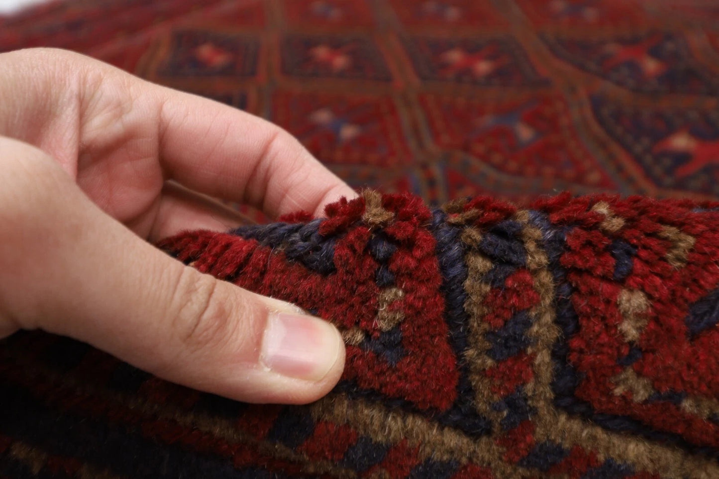 153 x 182 cm | Accent Afghan Tribal Hand Knotted Veg Dye Wool Carpet