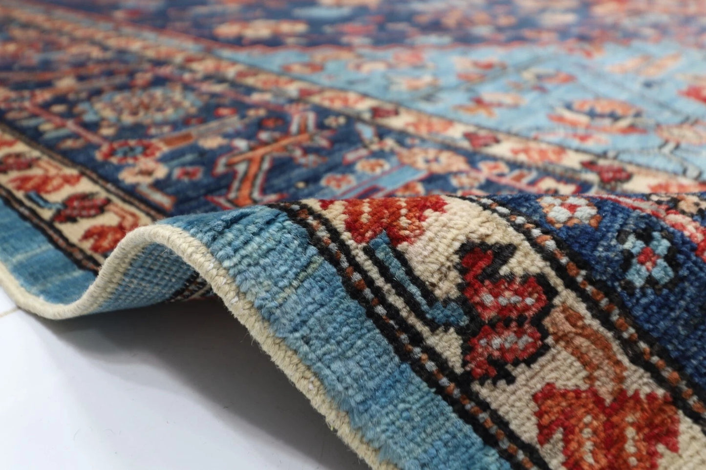275 x 363 cm | Serapi Navy Afghan Tribal Hand Knotted Carpet