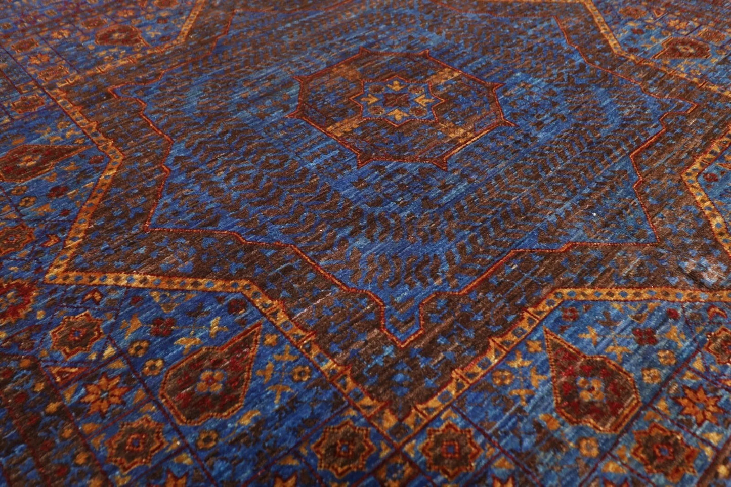 174 x 245 cm | Mamluk Afghan Tribal Hand Knotted Veg Dye Wool Carpet